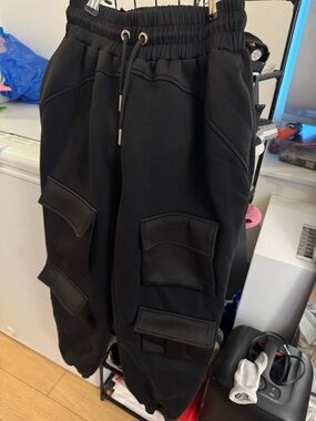 Black Cargo Pocket Jogger Pants